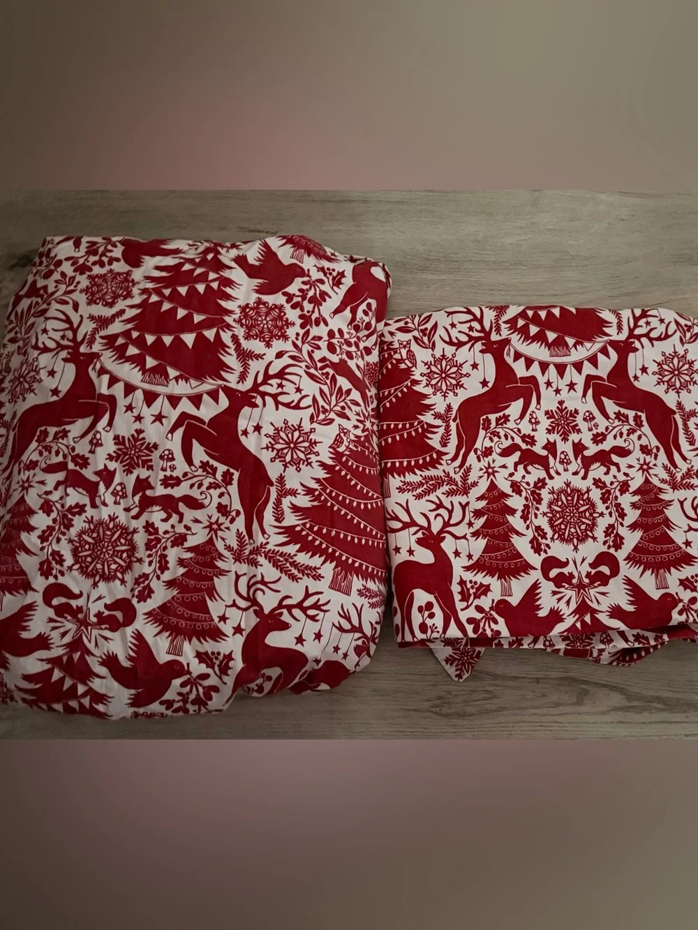 Pottery Barn Organic Christmas Nordic Queen Fitted & Flat Sheet